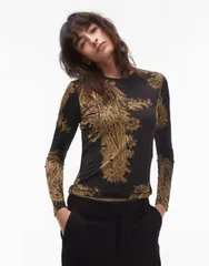 オールセインツ レディース トップス Tシャツ プリント Allsaints printed katlyn long sleeve top and ella black ブラックのサムネイル