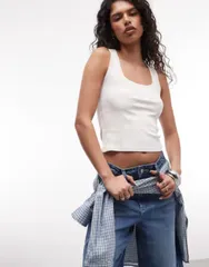 モンキ レディース トップス Tシャツ リブ Monki 90s ribbed tank top White ホワイトのサムネイル