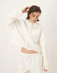 エイソス レディース アウター カーディガン ASOS DESIGN interlock cardigan in cream part of a set CREAM クリームのサムネイル