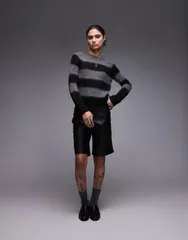 オールセインツ レディース アウター ニット・セーター AllSaintstripe knit sweater Blackgray ブラックのサムネイル