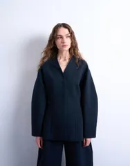トップショップ レディース アウター ジャケット・ブルゾン ブレザー Topshop collarlesstructu red blazer NAVY ネイビーのサムネイル