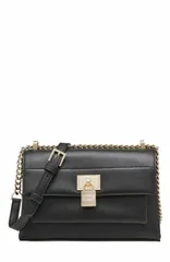 ダナ キャラン ニューヨーク レディース バッグ DKNY Evie Flap Shoulder Bag BLKGOLD ゴールドのサムネイル
