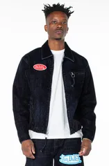 フォンダッチ メンズ アウター ジャケット・ブルゾン デニム Von Dutch Pagans Flocked Bomber Denim Jacket STORM SURGE デニムのサムネイル