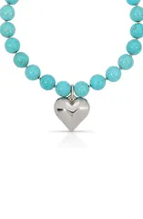 エティカ レディース アクセサリー ネックレス・チョーカー レース Ettika Luck Love Stone Puffy Heart Pendant Necklace TURQUOISE ANDのサムネイル