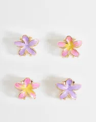 エイソス レディース アクセサリー ミニ ASOS DESIGN pack of 4 mini hair clips with flower design and Multi マルチカラーのサムネイル