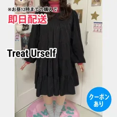 Treat Urself トリートユアセルフ ワンピース ブラック 無地 長袖 ショート・ミニ丈 プリーツ レディースのサムネイル