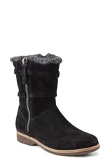 アース レディース シューズ ブーツ・レインブーツ Earthyland Faux Fur Trim Zip Boot Women BLACK ブラックのサムネイル