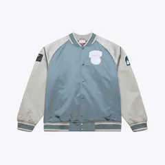 ミッチェルネス メンズ アウター ジャケット・ブルゾン サテン Mens Mitchell Ness BlueSilver New Yorknicks Thunderstorm Lightweightのサムネイル