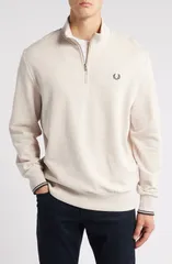 フレッドペリー メンズ アウター パーカー・スウェット ハーフジップ Fred Perry Half Zipullover PORRIDGE MARL ANCHOR GREY グレーのサムネイル