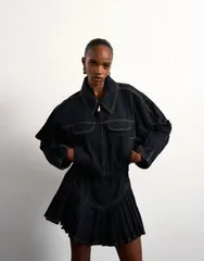 トップショップ レディース アウター ジャケット・ブルゾン デニム Tolu Coker x Topshop barrel denim jacket Circular Design indigo RIのサムネイル