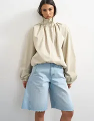 トップショップ レディース アウター ジャケット・ブルゾン スタンドネック プリーツ Topshopleated funnel neck anorak in stone ストーンのサムネイル