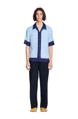 サンドロ メンズ トップス シャツ SANDRO Micross motif shirt Sky blue ブルーのサムネイル