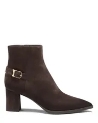 サントーニ レディース シューズ ブーツ・レインブーツ スエード アンクル ヒール Santoni Suede MidHeel Ankle Boot Women Dark Brown ブラウンのサムネイル