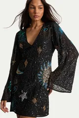 ウエアハウス レディース トップス ワンピース ミニ スパンコール Warehouse Celestial Sequin Embellished Mini Dress Black ブラックのサムネイル