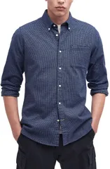 バブアー メンズ トップス シャツ プリント コットン ダウン Barbour Bannock Check Print Cotton ButtonDown Shirt NAVY ネイビーのサムネイル