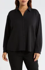 スパンク レディース トップス シャツ プラスサイズ SPANX Oversize ButtonUp Shirt Plus VERY BLACK ブラックのサムネイル