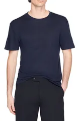 サンドロ メンズ トップス シャツ リネン SANDRO Certified linen Tshirt MARINEのサムネイル