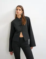 トップショップ レディース アウター ジャケット・ブルゾン ブレザー Topshop mandarin collar blazer black ブラックのサムネイル