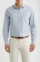 カナーリ メンズ トップス シャツ レギュラーフィット コットン Canali Regular Fit Windowpane Cotton ButtonUp Shirt LIGHT BLUE ブルーのサムネイル