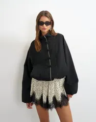 トップショップ レディース アウター ジャケット・ブルゾン Topshop mandarin collar bomber jacket black ブラックのサムネイル