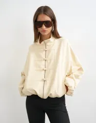 トップショップ レディース アウター ジャケット・ブルゾン Topshop mandarin collar bomber jacket in ecru エクリュのサムネイル