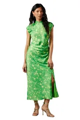 ウエアハウス レディース トップス ワンピース ミディ サテン Warehouse Crinkle Satin Button Side Midi Dress Floralのサムネイル