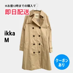 ikka イッカ トレンチコート M ベージュ コットン 無地 ロング丈 フードなし レディースのサムネイル