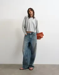 トップショップ レディース トップス Tシャツ Topshop raglan cinch cuff long sleeve top heather Gray Heather グレーのサムネイル