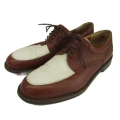 サルヴァトーレフェラガモ Salvatore Ferragamo ゴルフシューズ 革靴 レザー レースアップ バイカラー 8 26cm 茶色 ブラウン 白 ホワイト /XZ ■GY47のサムネイル