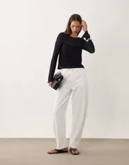 マンゴ レディース アウター ニット・セーター Tシャツ Mango Teen sweater with fla red sleeves NAVY ネイビーのサムネイル