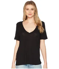 スプレンディット レディース トップス シャツ Vネック コットン Splendid Everly Short Sleeve Cotton Modal Slub VNeck Tee Black ブラッのサムネイル