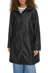 リーバイス レディース アウター コート ジャケット Levis Wateresistant Hooded Long Rain Jacket BLACK ブラックのサムネイル