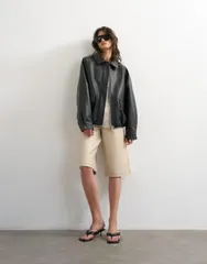 トップショップ レディース アウター ジャケット・ブルゾン レザー フェイクレザー Topshop faux leather bomber jacket black ブラックのサムネイル