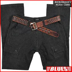 BURBERRY BLACK LABE 廃盤 バーバリーブラックレーベル カーゴパンツ ノバチェック W28 メンズ 73 グレー ストライプ 刺繍 バーバリー_ウエスト73cmから77cm一覧←SEULB屋着古← SJ876のサムネイル