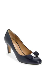 フェラガモ レディース シューズ スニーカー FERRAGAMO Carla Bow Pump NAVY BISCOTTO ネイビーのサムネイル