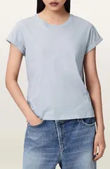 オールセインツ レディース トップス シャツ コットン AllSaints Anna Cotton TShirt HIGH RISE BLUE ブルーのサムネイル