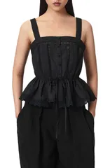 オールセインツ レディース トップス シャツ コットン AllSaints Gwen Peplum Cotton Top BLACK ブラックのサムネイル