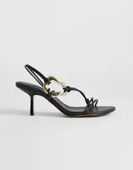 トップショップ レディース シューズ サンダル ヒール Topshop Nova strappy midheight heeled sandals withardware Black ブラックのサムネイル