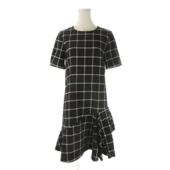 ボルニー BORNY ワンピース M 黒 ブラック チェック柄 半袖 ラッフルヘム /CK39 ■GY99のサムネイル