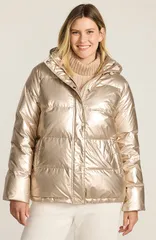 ランズエンド レディース アウター ジャケット・ブルゾン プチ ダウン Lands End Wide Channel 600 Down Puffer Jacket Petite Regular Golのサムネイル