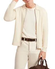 テッドベーカー メンズ アウター ジャケット・ブルゾン セーター Ted Baker Fenrys Waffle Stitch Zip Sweater Jacket Ecru エクリュのサムネイル