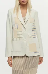 デジグアル レディース アウター ジャケット・ブルゾン パッチワーク ブレザー Desigual Patchwork Blazer OFF WHITE オフホワイトのサムネイル