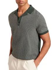 テッドベーカー メンズ トップス ポロシャツ ニット Ted Baker Gregry Textu red Knit Polo Shirt Dark Green グリーンのサムネイル