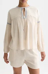 スコッチアンドソーダ レディース トップス シャツ クレープ コットン 刺繍 Scotch Soda Embroide red Cotton Crepe Top FOGのサムネイル