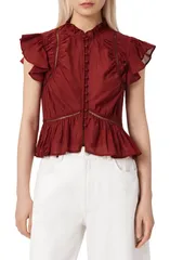 オールセインツ レディース トップス シャツ フリル AllSaints Lima Ruffle TopAPRIKA RED レッドのサムネイル