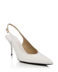 ヴェルサーチ レディース シューズ パンプス レザー Versace Womens Nyx Pointed Leather Slingback Pumps WhiteGold ホワイトのサムネイル