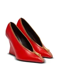 バルマン レディース シューズ パンプス レザー Balmain Womens Zip Wedge Pumps in Lambskin Leathe red レッドのサムネイル