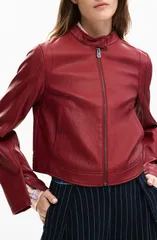 デジグアル レディース アウター コート レザー フェイクレザー ジャケット Desigual Faux Leather Jacket BURGUNDY バーガンディのサムネイル