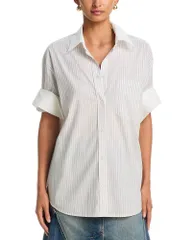 アクネ ストゥディオズ レディース トップス シャツ コットン Acne Studios Yellow Rose Striped Cotton Shirt WhiteGrey ホワイトのサムネイル