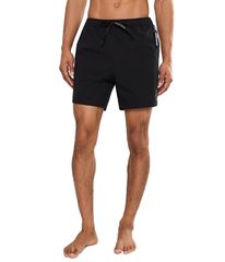 Psycho Bunny Men's Swim Trunks - Printed Half Pants/Shorts - Psycho Bunny Samos Hydrochromic Printed Swim Trunks Black
